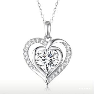 Silver 3 CT. Moissanite Heart Pendant New